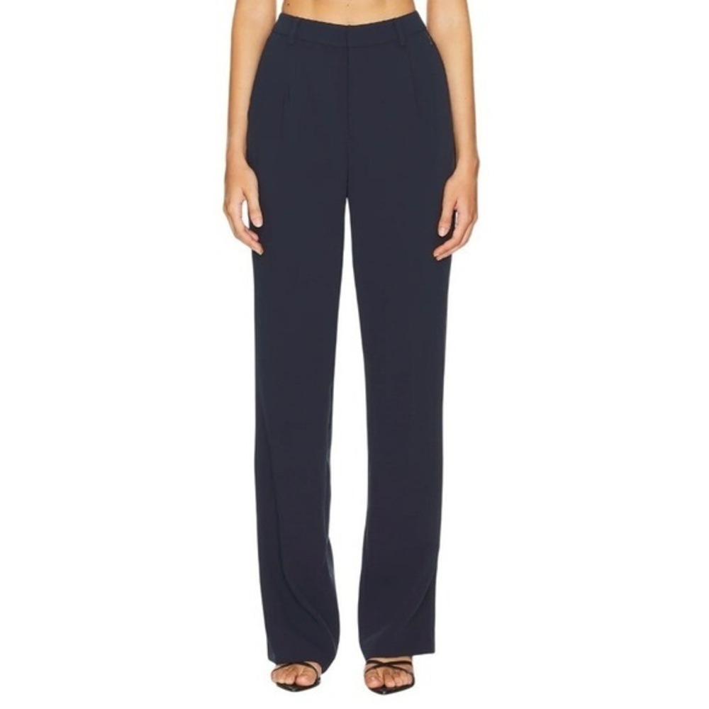 Good American Revolve Column Trouser Wide Leg New Navy Size 34 Career Casual NWT
